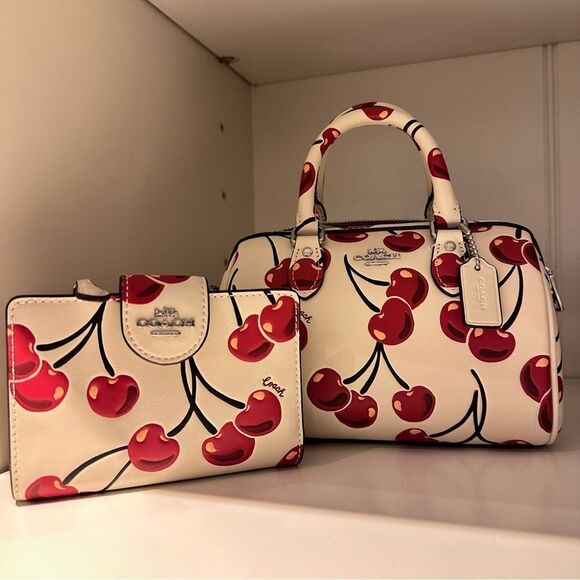 NWT❤️ COACH Mini Rowan Crossbody Bag With Cherry Print CY745 - Picture 12 of 12
